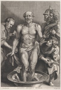 Smrt Seneky, stojící uprostřed s nohama v nádrži s vodou, podporuje..., ca. 1655-78. od Alexander Voet