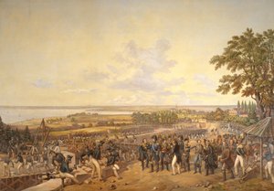 Král Carl XIV Johan (1763-1844) Švédska na návštěvě zdymadel kanálu v Bergu v roce 1819, 1856 od Alexander Wetterling