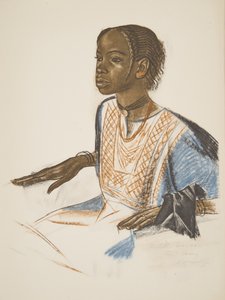 Fillette Bornou (Fort Lamy), z Kresby a malby Afriky, popravená během expedice Citroen Centre Afrique, druhá mise Haardt Audouin-Dubreuil, hospoda. Paříž, 1927