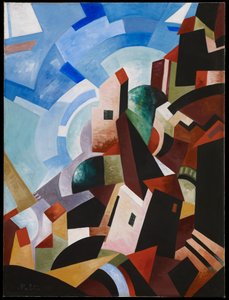 Italské město u moře, kolem roku 1917 (olej a tempera na plátně)