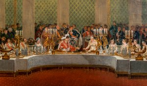 Banket ke svatbě Napoleona Bonaparta (1769-1821) a Marie-Louise de Habsburg-Lorraine (1791-1847) 1810 - Detail: Svatební hostina Napoleona I. a Marie-Louise pořádá v divadle Palais des Tuileries, 2. dubna od Alexandre Dufay