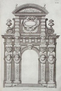 Brána parku, z „Knihy architektury, obsahující několik sloupoví“, vyryl Melchior Tavernier (asi 1564-1641), vydáno 1631 (rytina) od Alexandre (after) Francini