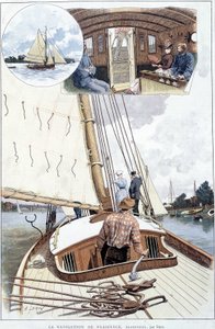 Plavba lodí v Argenteuil - kresba Brun od Alexandre Brun