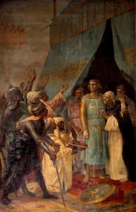 Sedmá křížová výprava: Král Ludvík IX. (Saint Louis) (1214-1270) v Jeruzalémě. Obraz Alexandra Cabanela (1823-1889) Paříž 19. století, Pantheon od Alexandre Cabanel