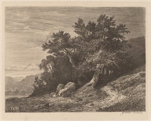 Starověké stromy na svahu od Alexandre Calame