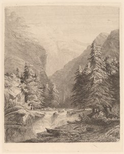 Horský vodopád od Alexandre Calame