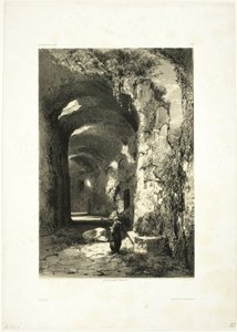 Zřícenina amfiteátru v Pouzzoles (Neapolské království), deska 9 z Oeuvres de A. Calame od Alexandre Calame