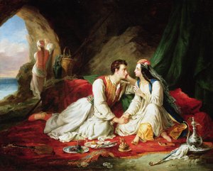 Byron jako Don Juan, s Haidee, 1831 od Alexandre Colin
