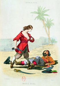 Mary Read († 1720) z „Histoire des Pirates“ od P. Christiana, vyryl A. Catel, 1852 od Alexandre Debelle