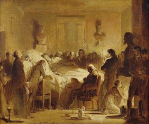 Poslední okamžiky Karla-Ferdinanda Francouzského (1778-1820) v administrativní místnosti pařížské opery, 14. února 1820, 1820-50 od Alexandre Evariste Fragonard