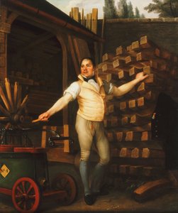 Kolář s hasičským motorem na dvoře, 1812 od Alexandre François Louis de Girardin