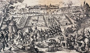 Armáda Ludvíka XV. překračuje Rýn a útočí na obrannou linii u Ettlingenu, 1. až 4. května od Nicolas Toussaint Charlet