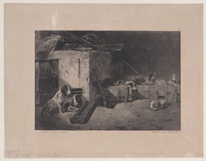 Interiér chovatelské stanice, ze série Hunting Scenes, 1829. od Alexandre Gabriel Decamps