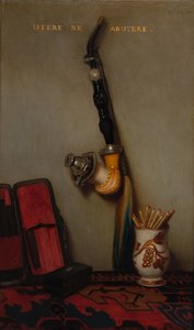 Zátiší s dýmkou a zápalkami a Zátiší s párem sledě, chléb a sýr, 1858. od Alexandre Gabriel Decamps