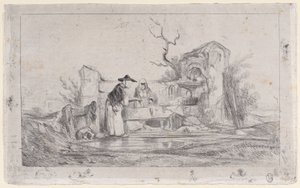 The Washerwomen, 1833-38. od Alexandre Gabriel Decamps