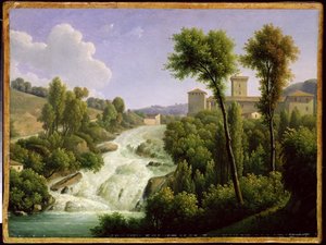 Pohled z Ile de Sora nad vodopády zámku, c.1822