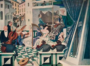 Detail nástěnné výzdoby v koncertní síni v soukromém domě, c1927 od Alexandre Jacovleff