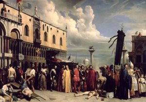 Pohřební pocty udělené Tizianovi, který zemřel v Benátkách na mor v roce 1576, 1832