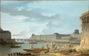 Louvre a Pont Royal, při pohledu z Pont-Neuf, kolem roku 1780 (olej na plátně)