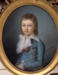 Portrét Ludvíka XVII. (1785-1795) vyobrazený na delfínském pastelovém obraze od Alexandra Kucharského (1741-1819). Rozměr 0,62 x 0,52 m. Versailles, zámky Versailles a Trianon