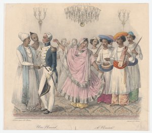 Une Nautch, z dvaceti čtyř desek ilustrujících hinduistické a evropské způsoby v Bengálsku,..., 1832 od Alexandre Marie Colin