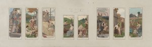 Skica radnice v Courbevoie: Jour de fête. Odpočinek. Práce. Mladá dívka. Matka. Oddanost. Babička. Vzdělání