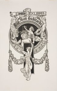 Knižní štítek Joan Subirachsové od Alexandre de Riquer