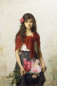 Mladá dívka s květy od Alexei Alexevich Harlamoff