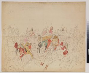 Maharaja Sher Singh (1807-1843) z Paňdžábu (Indie) a jeho dvůr. Dílo Alexeje Dmitrieviče Saltykova (1806-1859), akvarelová tužka a inkoust na papíře od Alexei Dmitrievich Saltykov