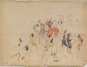 Setkání maharádže Sher Singha z Paňdžábu a britského velvyslance Clarka v roce 1842, 1842 od Alexei Dmitriyevich Saltykov