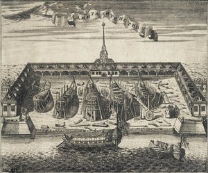 Pohled na loděnici admirality v Petrohradě, 1717 od Alexei Ivanovich Rostovtsev