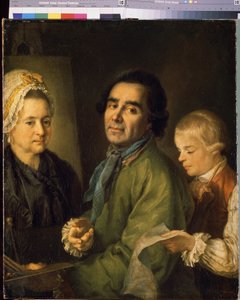 Portrét umělce Alexeje P.Antropova (1716-1795) se synem (Portrét umělce Alexeje P.Antropova se synem). Obraz Petro Semjonovič Drozhdin (1745-1805), olej na plátně od Alexei Petrovich Antropov
