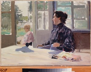 Na terase - Obraz Alexandra Stěpanoviče Stěpanova (1858-1923), olej na plátně, ruské umění, konec 19.-začátek 20. století, modernismus - Státní muzeum umění, Nižnij Novgorod (Rusko)