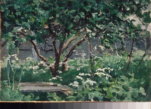 Un coin du jardin (Koutek zahrady) - Dílo Alexeje Stěpanoviče Stěpanova (1858-1923), olej na kartonu