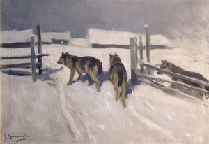 Vlci. Zimní noc. Kolem roku 1910