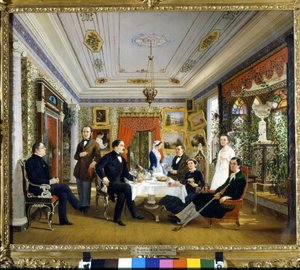 Karta čaj. Obraz Voloskova Alexey Yakovlevich (1822 - 1882) od Alexei Yakovlevich Voloskov