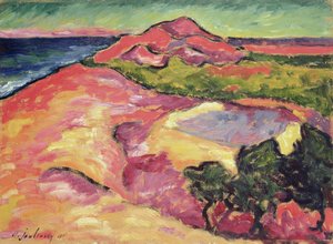 Pobřežní scéna s Red Hillem od Alexej von Jawlensky