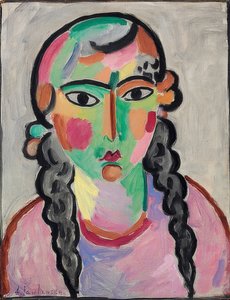 Bledá dívka s šedými copánky. Kolem roku 1916 od Alexej von Jawlensky