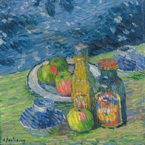 Zátiší s lahvemi a ovocem od Alexej von Jawlensky