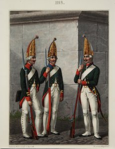 Granátníci Preobraženského, Semenovského a Izmailovského pluku v letech 1796-1797, 40. léta 19. století od Alexey Gavrilovich Petrovsky