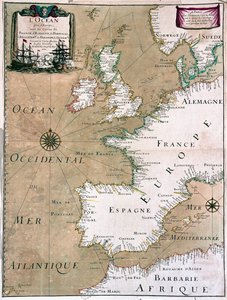 Oceán s pobřežím Francie, Španělska, Portugalska, Anglie, Nizozemska, Dánska - podle A