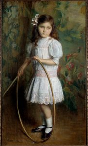 Dcera umělce v obruči Malba Alexise Axilette (1860-1931) 1909 Angers, musee des Beaux Arts - Umělcova dcera s obručí. Obraz Alexise Axilette (1860-1931) od Alexis Axilette