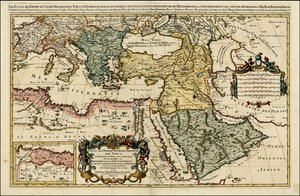 Mapa Turecké říše v Evropě, Asii a Africe od Huberta Jaillota z roku 1692
