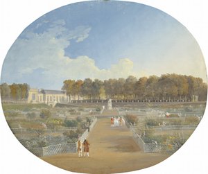 Zeleninová zahrada Hôtel de Valentinois v Passy (kvaš nad grafitem na plátně) od Alexis Nicolas Perignon