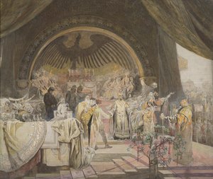Český Otakar II. Svaz slovanských dynastií Cyklus Slovanská epopej skica. od Alfons Marie Mucha