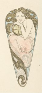 Miniaturní projekt pro přívěsek spony na velký živůtek, c. 1900. od Alfons Marie Mucha