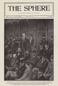 Irský poslanec John Redmond v projevu v Dolní sněmovně (litho)