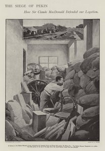 Obrana obleženého britského vyslanectví v Pekingu během boxerského povstání (litho)