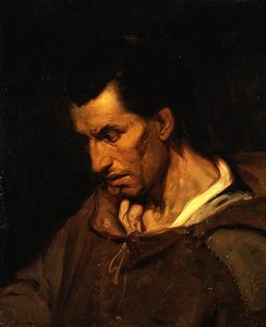 Šílenec s bludy zbožnosti oblečený jako mnich (olej na plátně) od Alfred (attr. to) Dehodencq