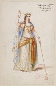 Halévy - La magicienne - kostýmní modely Alfreda Alberta - 19. Mélusine, hraběnka z Lusignanu, 1. kostým
